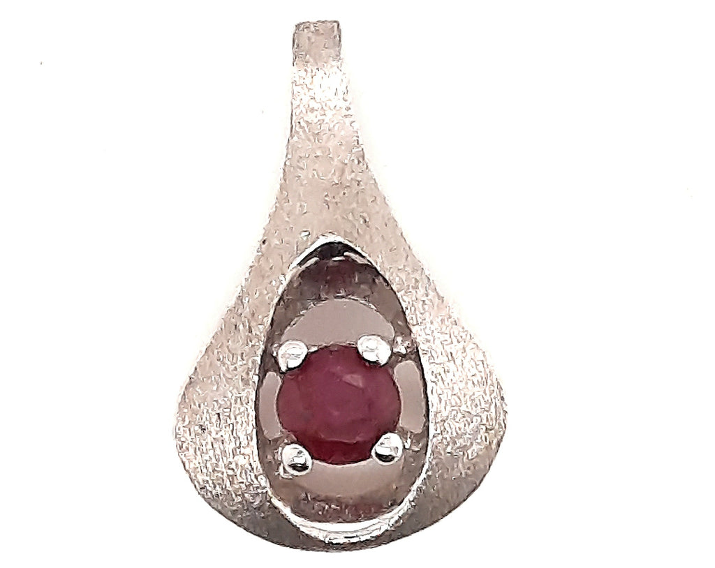 14ct White Gold & Natural Ruby Pendant