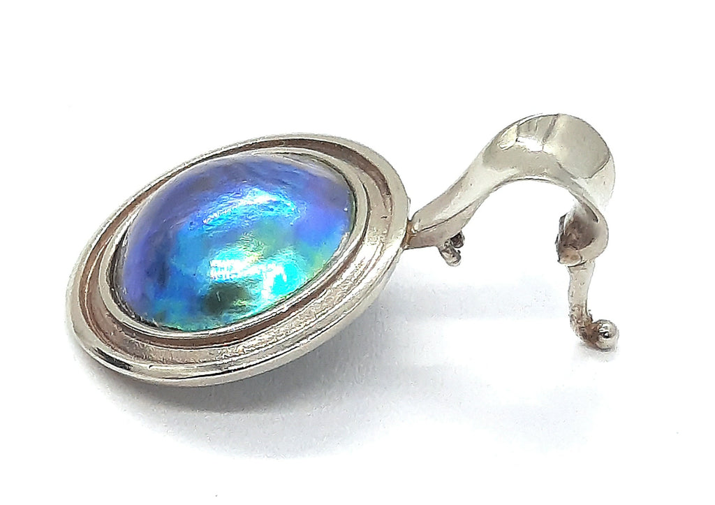 14ct White Gold Abalone Mabe Pearl Pendant & Cable Necklet