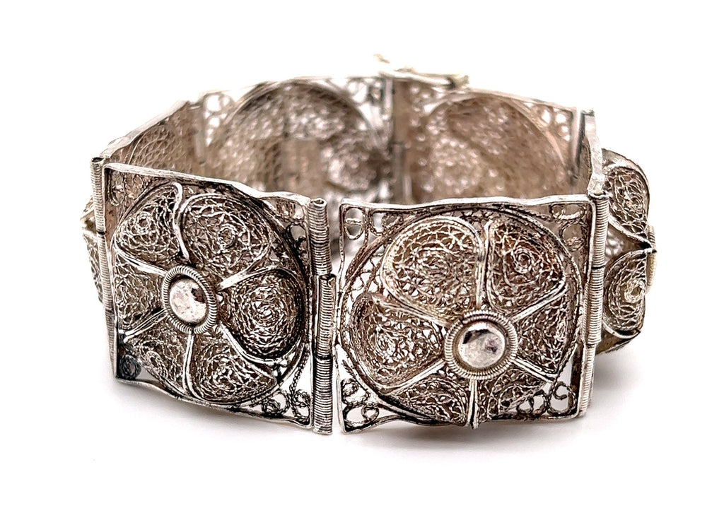 Sterling Silver Filigree Vintage Bracelet Made in Palestine