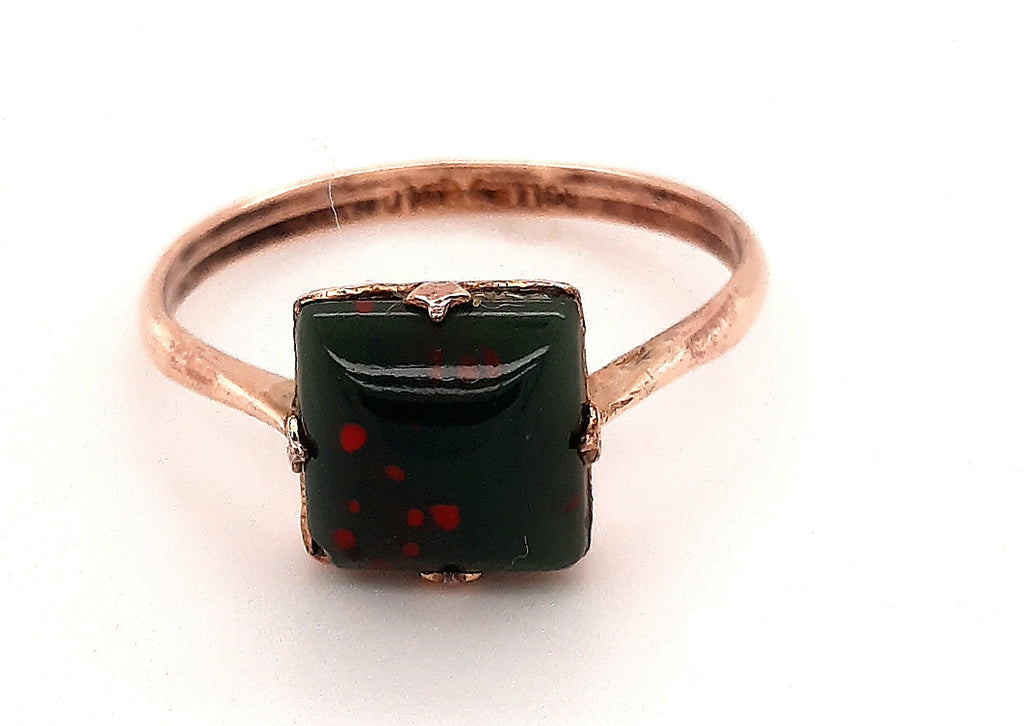 Bloodstone & Rolled Gold Vintage Ring