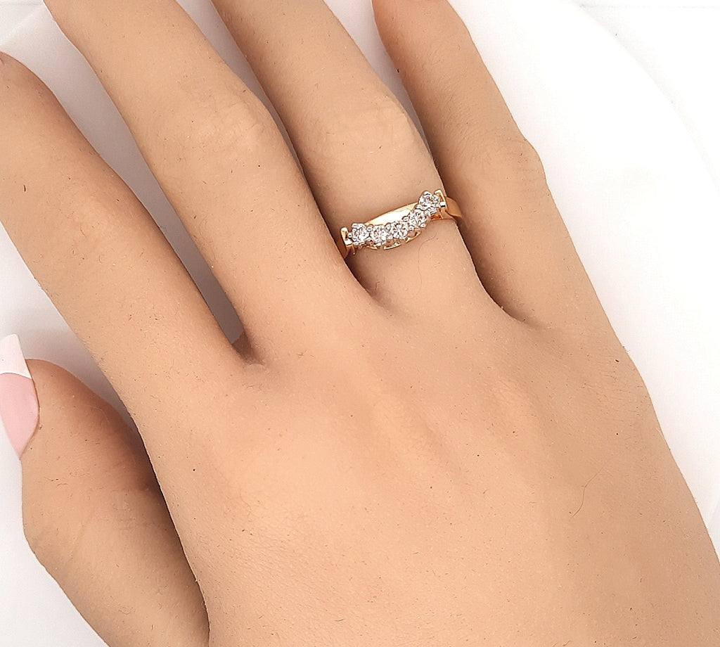 Diamond 18ct Yellow & White Gold Accent Ring Wedding Jewellery
