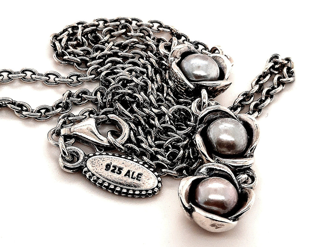 Sterling Silver & Pearl Three Wishes Pandora Necklace