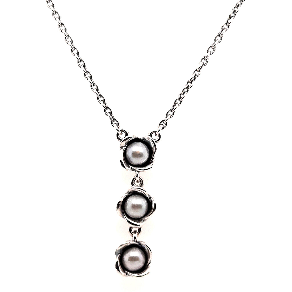 Sterling Silver & Pearl Three Wishes Pandora Necklace