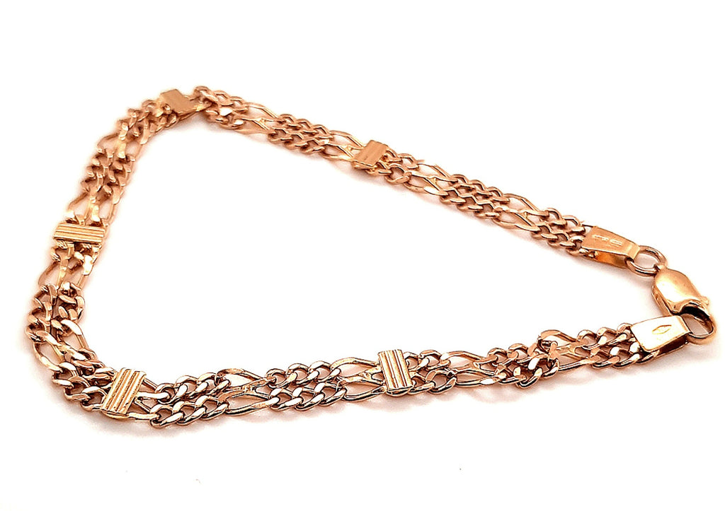 9ct Yellow Gold Double Figaro Chain with Parrot Clasp Catch