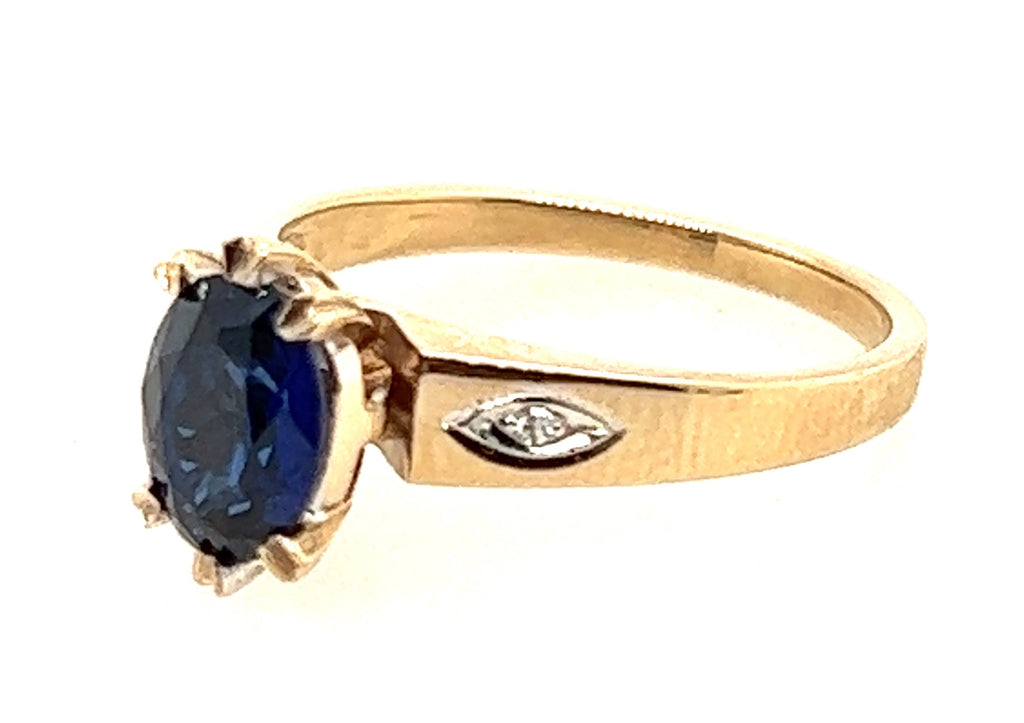 Sapphire & Diamond 9ct Yellow Gold Ring