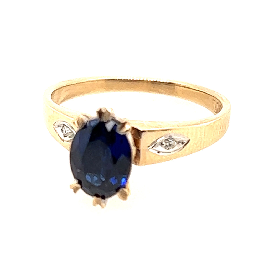 Sapphire & Diamond 9ct Yellow Gold Ring