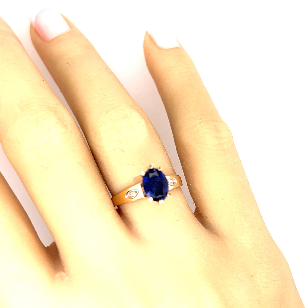 Sapphire & Diamond 9ct Yellow Gold Ring