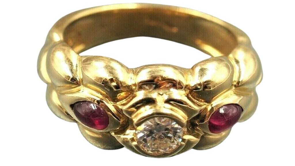 18ct Yellow Gold Diamond & Ruby Ring