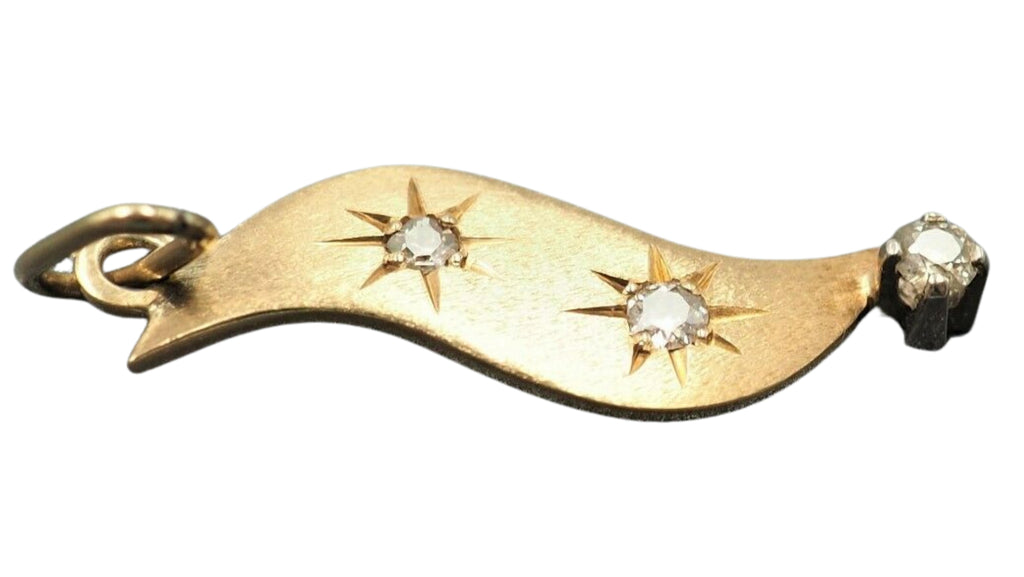 9ct Yellow Gold Diamond Leaf Pendant