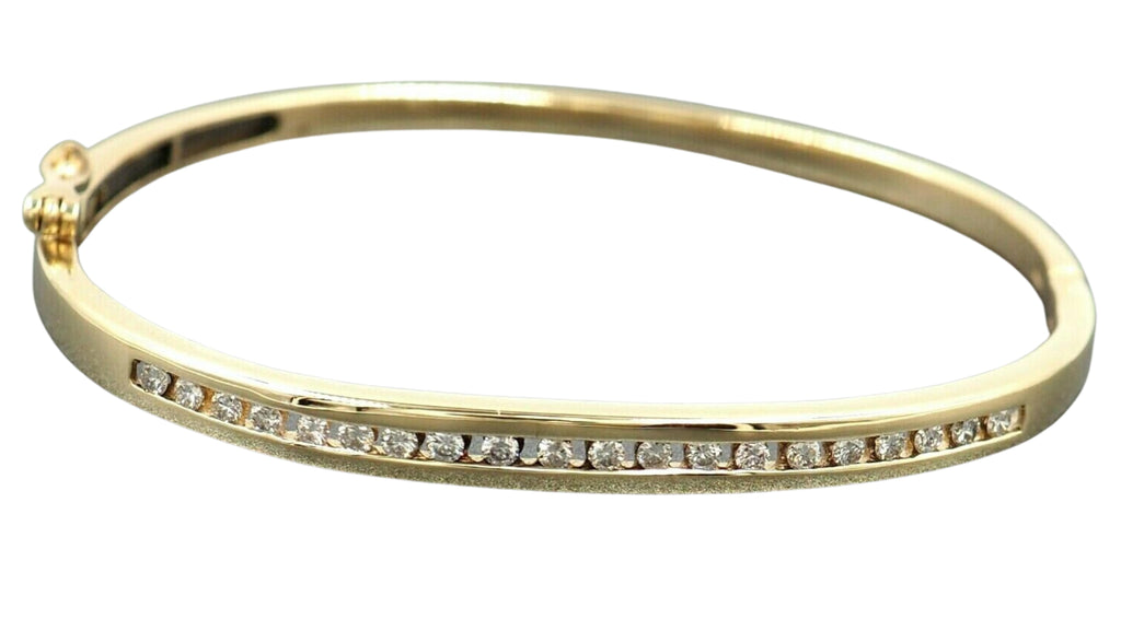 Diamond 9ct Yellow Gold Hinged Bangle