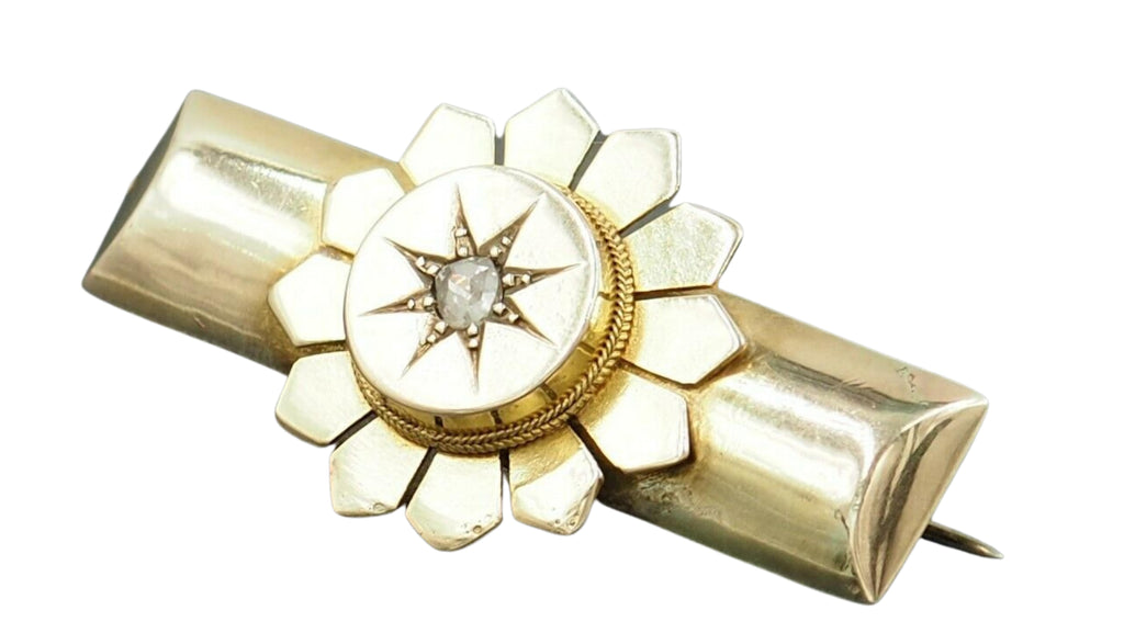 9ct Yellow Gold Diamond Brooch