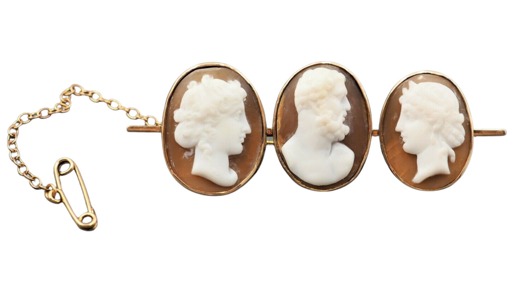 9ct Yellow Gold Cameo Bar Brooch