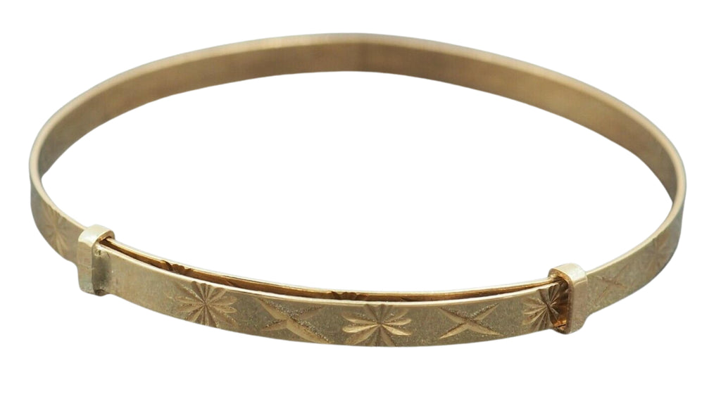 9ct Yellow Gold Expandable Childs Bangle with Embossed Front
