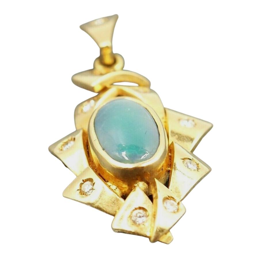 Opal & Diamond 9ct Yellow Gold Pendant