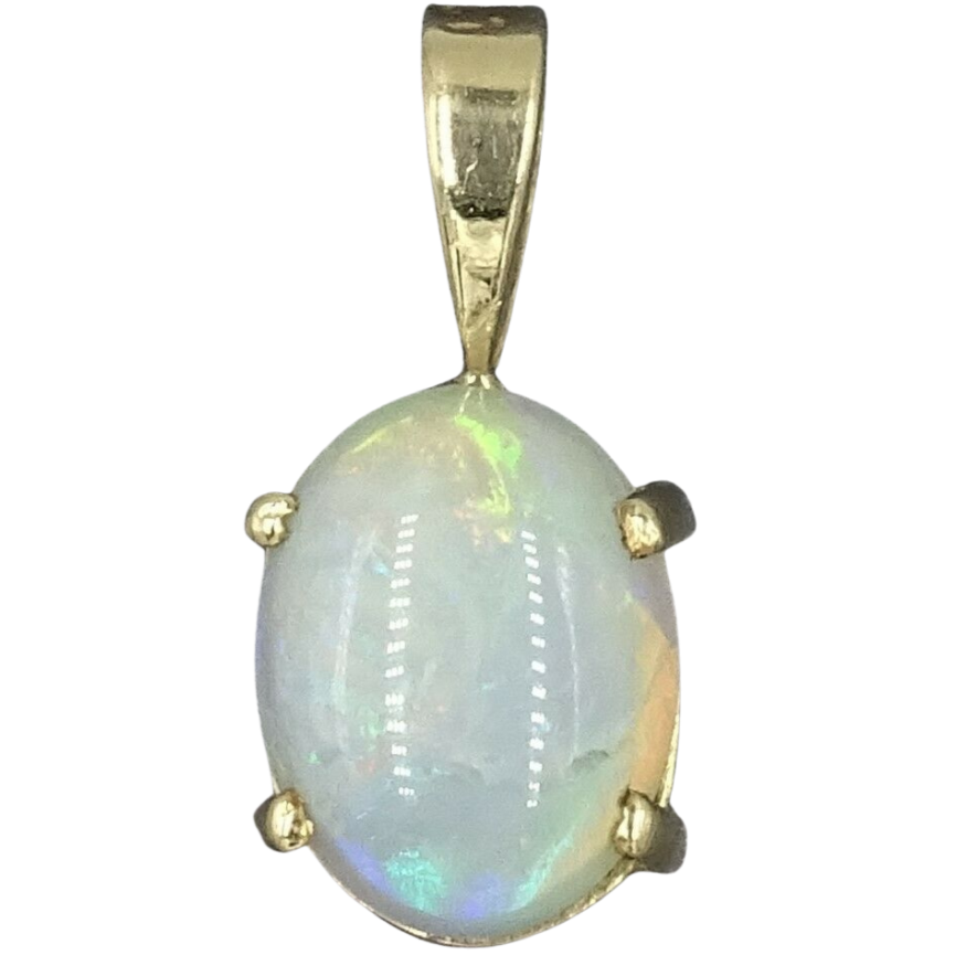 10ct Yellow Gold Opal Claw Set Pendant