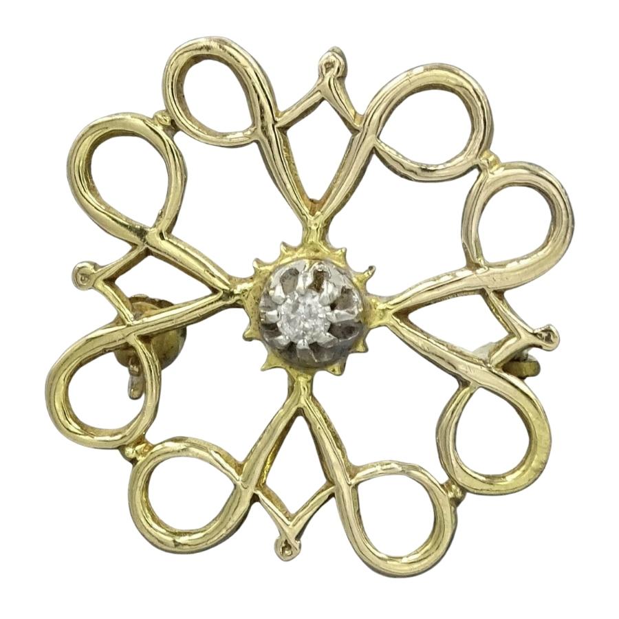 9ct Yellow Gold Diamond Brooch