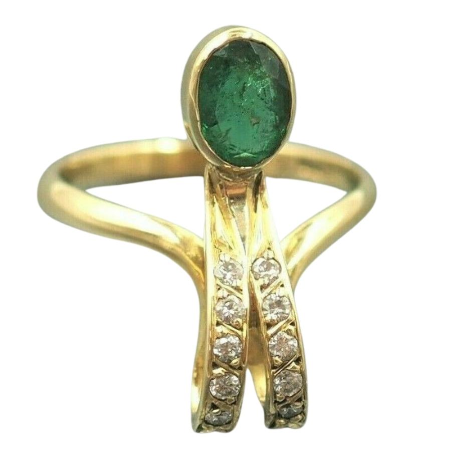 Emerald & Diamond 18ct Yellow Gold Ring