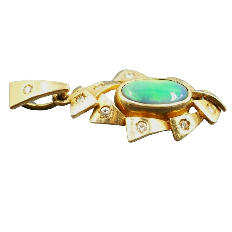 Opal & Diamond 9ct Yellow Gold Pendant