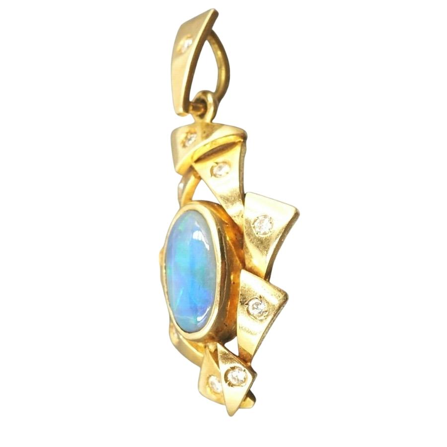 Opal & Diamond 9ct Yellow Gold Pendant