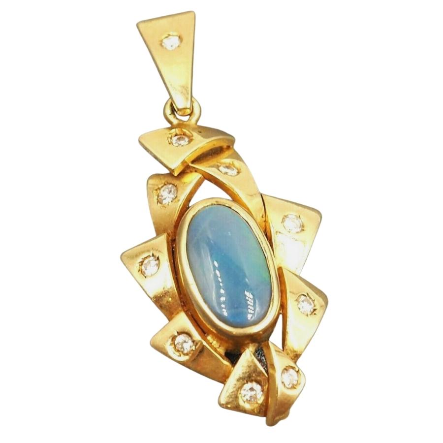 Opal & Diamond 9ct Yellow Gold Pendant