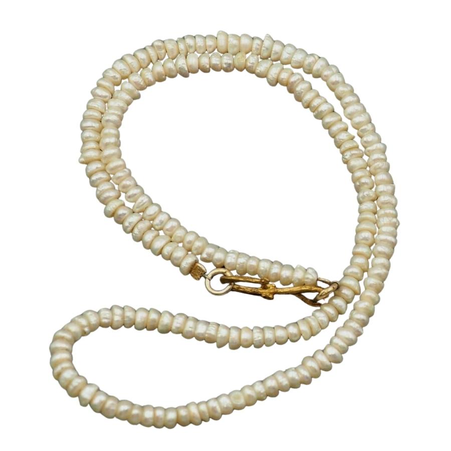 22ct Yellow Gold Freshwater Cultured Pearl Button Necklace