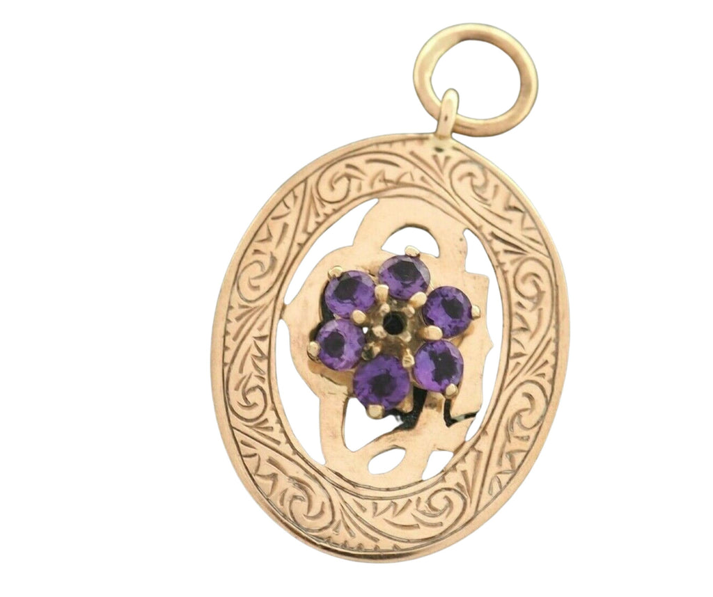 Amethyst 9ct Yellow Gold Suffragette Shield Pendant