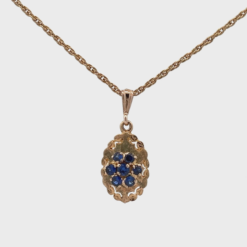 Created Sapphire 9ct Yellow Gold Pendant