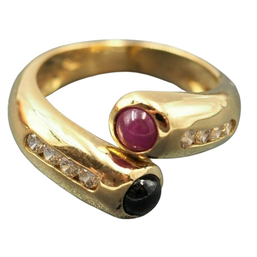 18ct Yellow Gold Ruby, Sapphire & Cubic Zirconia Ring