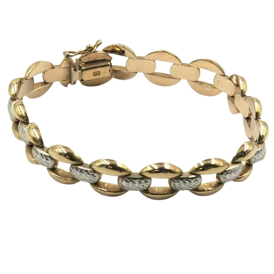 9ct Yellow Gold & Rhodium Plated Bracelet