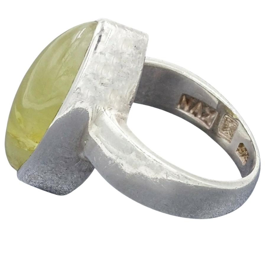 925 Sterling Silver Yellow Chalcedony Ring 