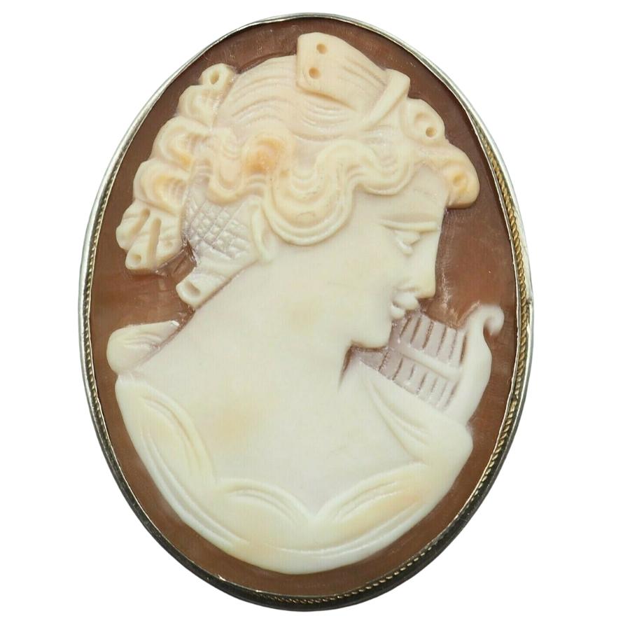 Sterling Silver Shell Cameo Brooch 