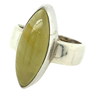 925 Sterling Silver Yellow Chalcedony Ring 