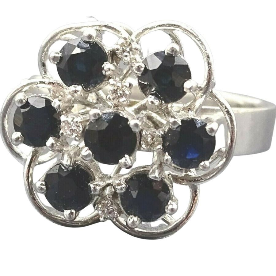 9ct White Gold Sapphire & Diamond Cluster Ring