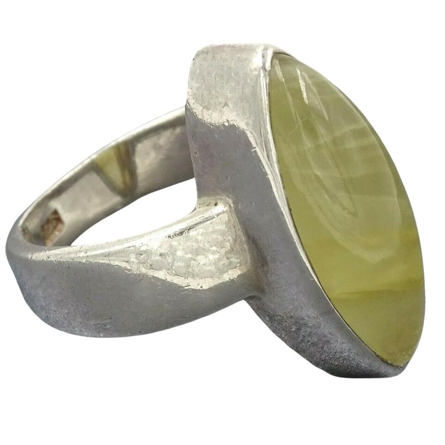 925 Sterling Silver Yellow Chalcedony Ring 