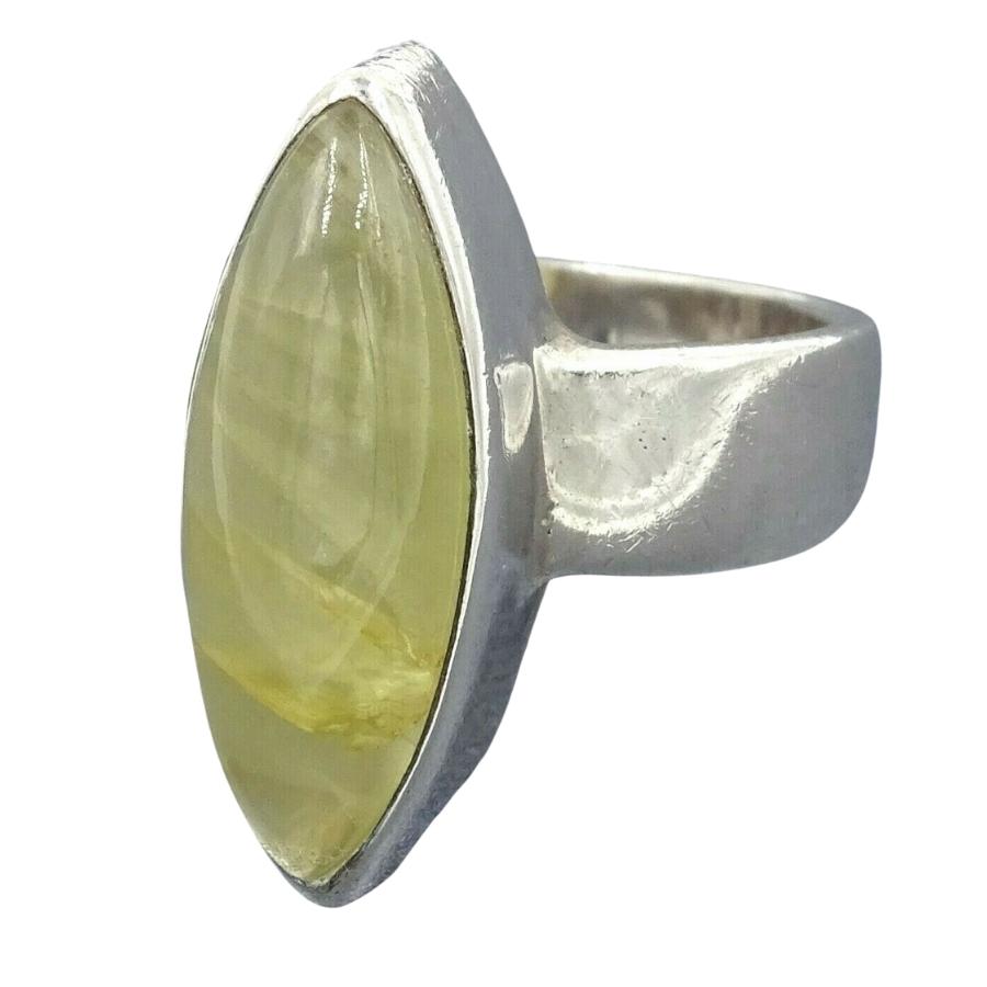 925 Sterling Silver Yellow Chalcedony Ring 