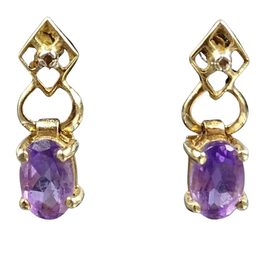 Amethyst Yellow Gold Plated Earrings